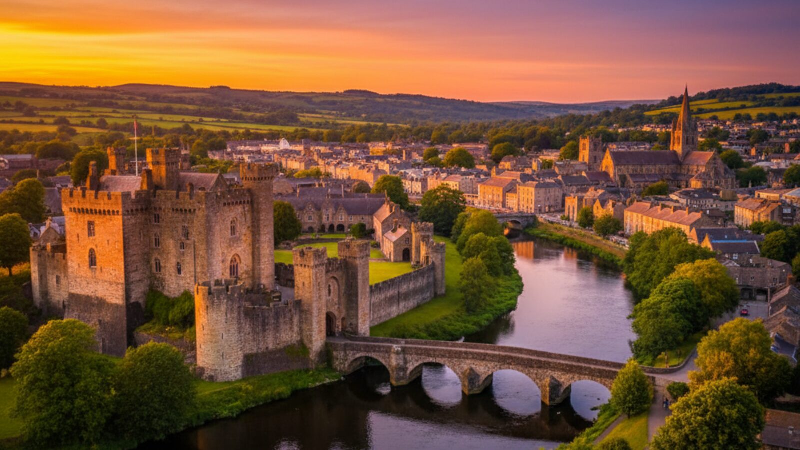 Kilkenny Castle on the River Nore at sunset — SEO agency Kilkenny · Digital Bridge digital marketing agency