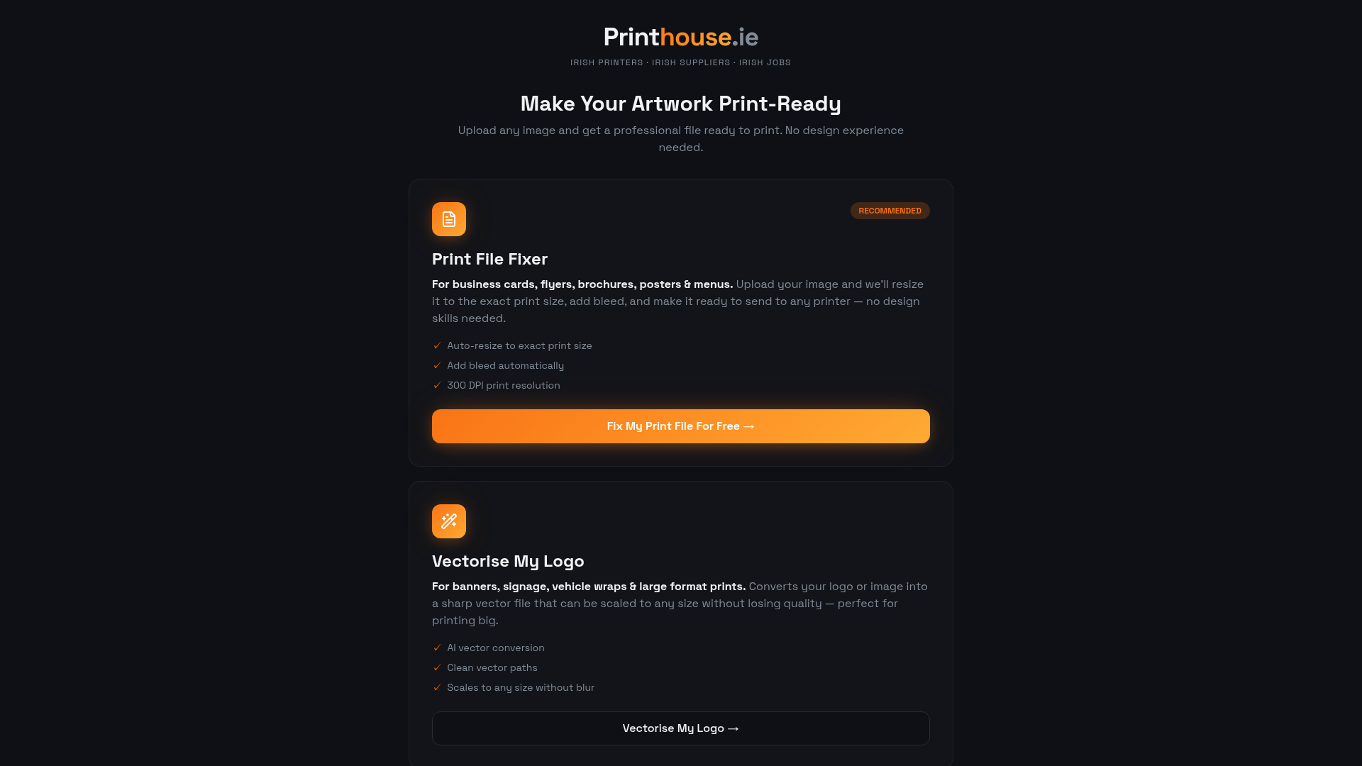 Printhouse Converter — print-ready file engine built by Digital Bridge for Printhouse.ie