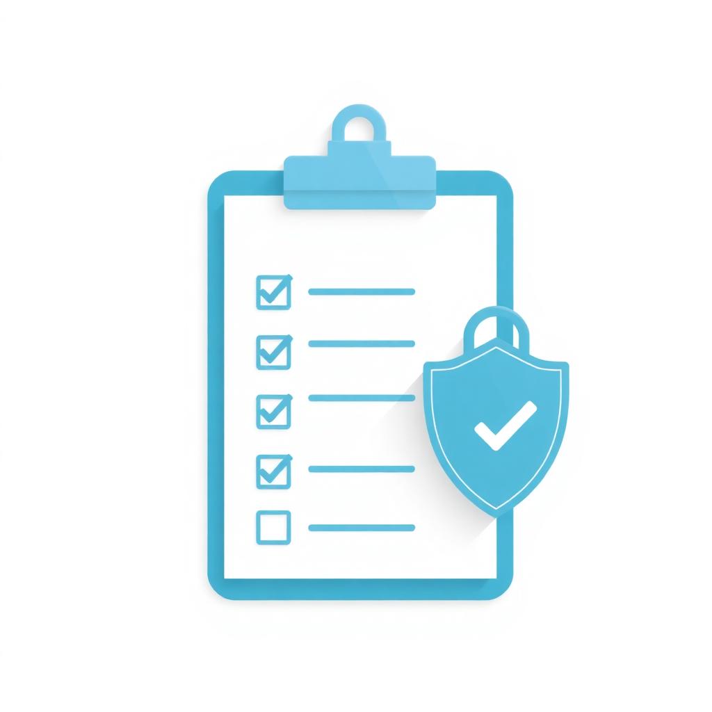 Clipboard checklist with shield, lock and eye icons representing the AI safety audit for parents