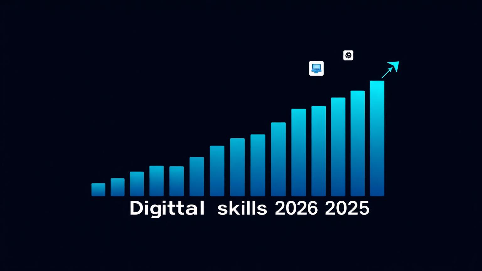 Rising bar chart of Ireland's digital skills gap by year, overlaid on an outline of the island of Ireland