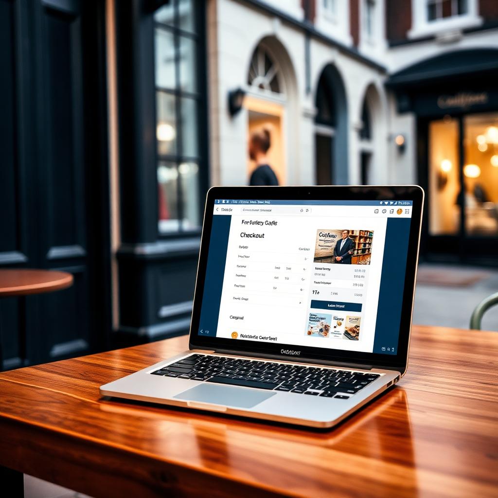 Modern ecommerce website mockup over Dublin Georgian shopfront — Digital Bridge 2026