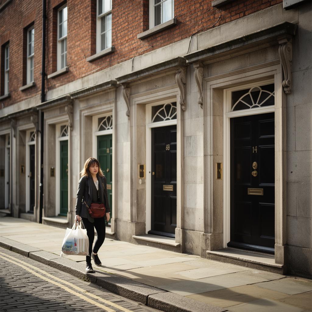 Modern ecommerce website mockup over Dublin Georgian shopfront — Digital Bridge 2026