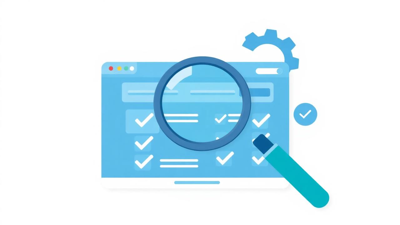 Free SEO audit tool dashboard with green tick checklist and a 92 out of 100 score gauge auditing an Irish small business website