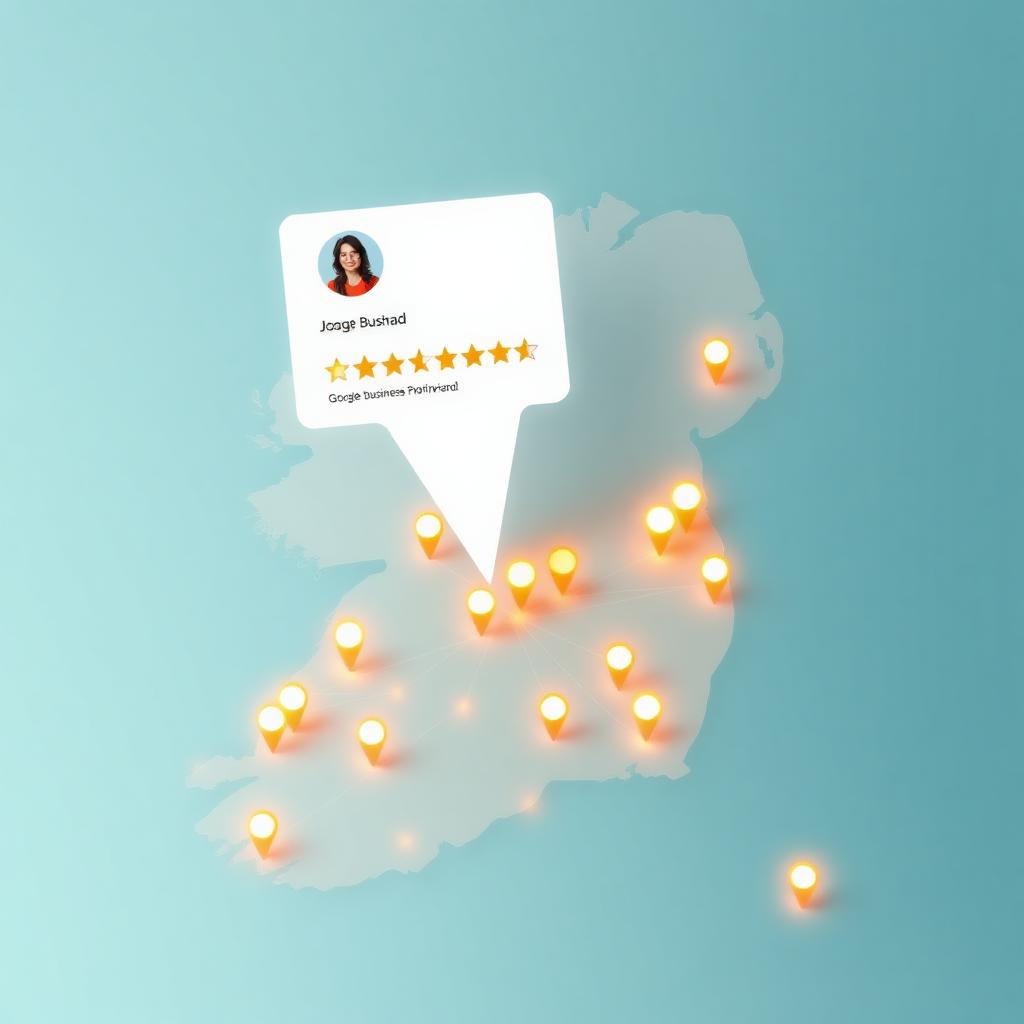 Google Maps local pack showing Irish business listings with ratings and contact details