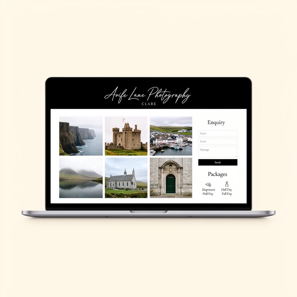 Irish wedding photographer capturing a bride and groom outside a historic stone church — example imagery used on Digital Bridge photographer portfolios.