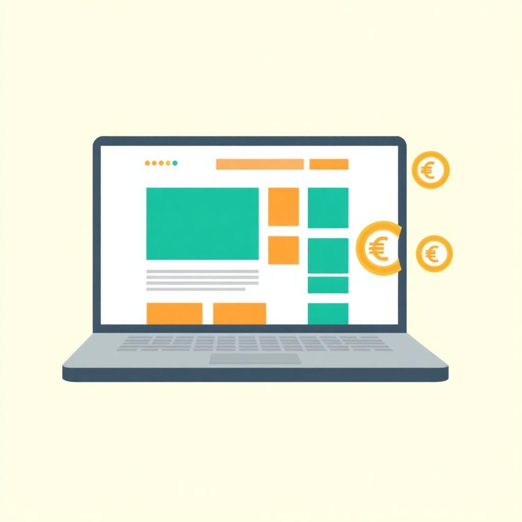 Website design cost comparison chart for Irish small businesses 2026 — laptop with pricing tiers and euro icons