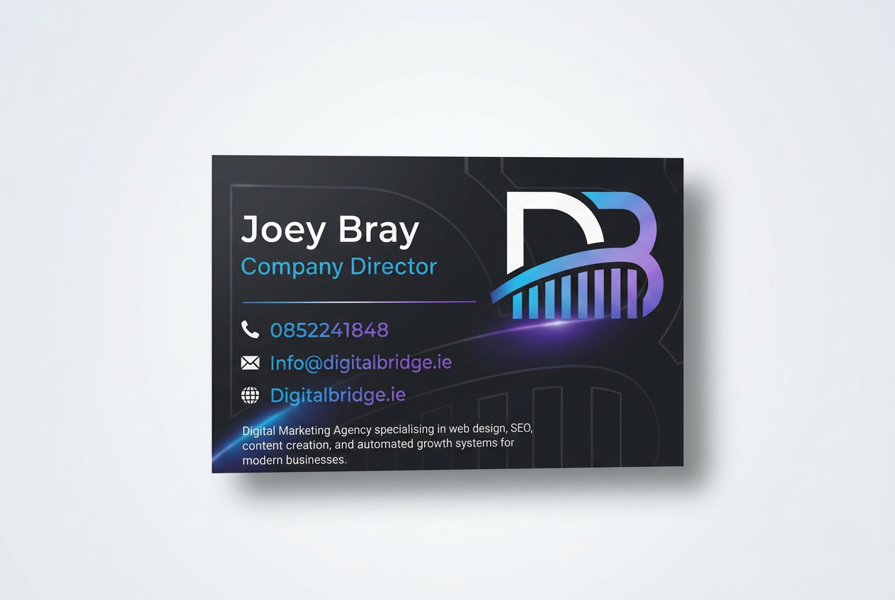 Joey Bray Digital Bridge business card printed by Printhouse.ie in Ireland
