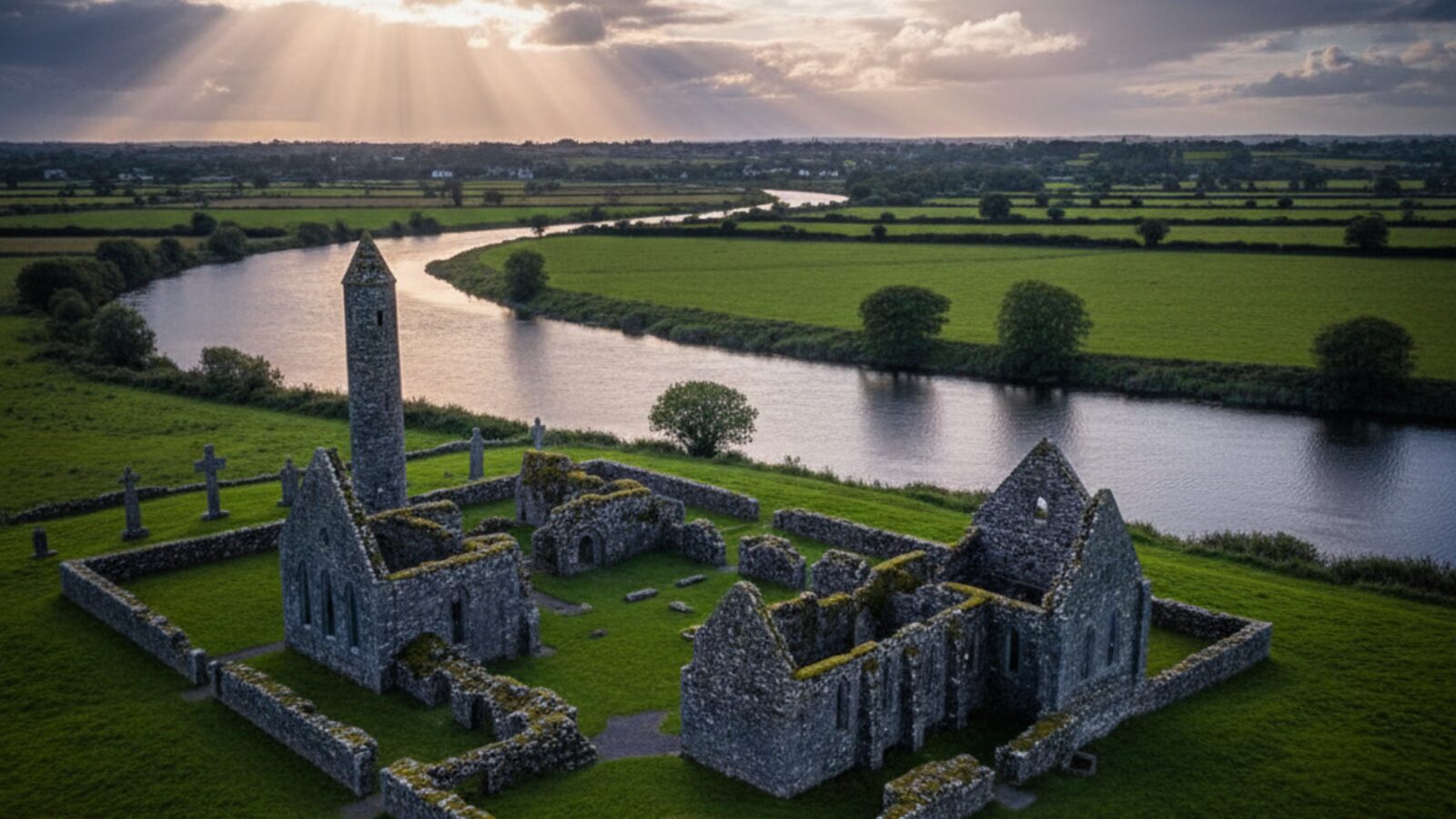 Clonmacnoise monastic ruins beside the River Shannon, County Offaly — Digital Bridge digital marketing agency serving local SMEs